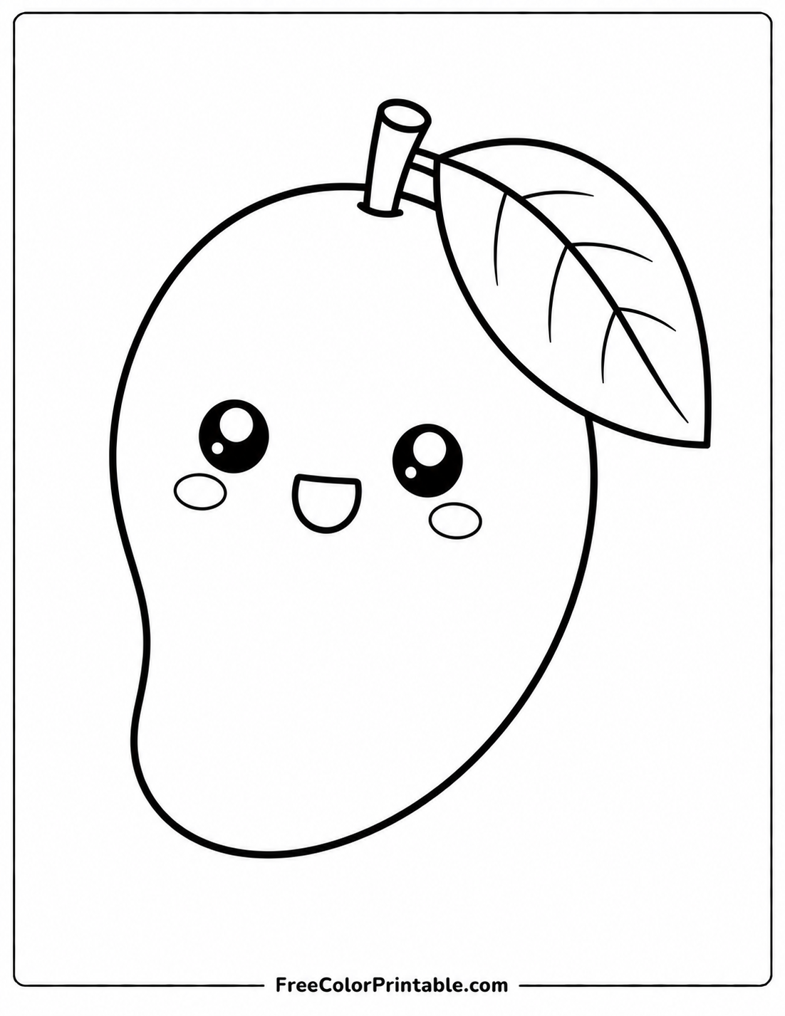 Kawaii mango coloring page Coloring Page — Free Printable — free printable coloring page